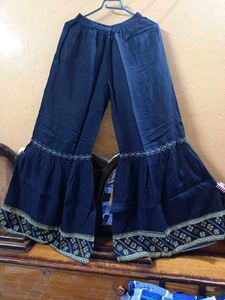 Elegant Navy Blue Embroidered Sharara Set