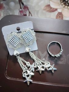 Silver Earrings & Ring Set