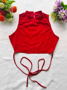 Shein : Ribbed Tie Up Crop Top