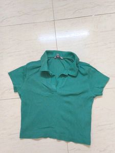 Chic Sea Green Polo Crop Top {Price negotiable}