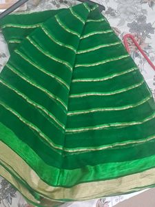 Green Saree  velvet border