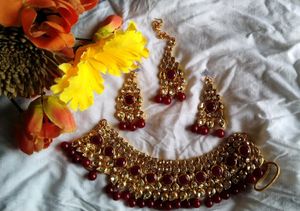 Elegant Red & Gold Jewelry Set