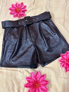 Black Faux Leather Shorts