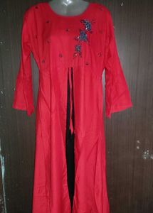 Red Embellished Kurta XL