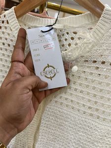 Crochet Knit Button-Up Top