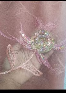 Beautiful Peach Net Saree