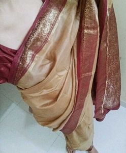 Elegant Beige & Maroon Saree