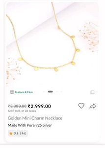 GIVA 925 Silver Elegant Golden Necklace
