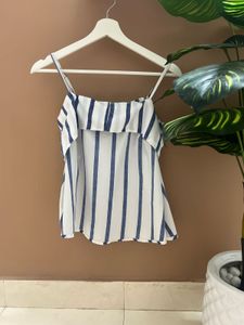 Blue Strip Off Shoulder Summer Top