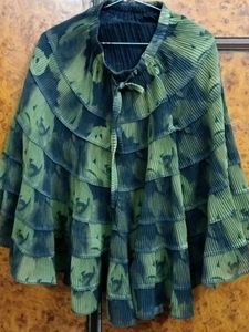 Olive Green And Black Pleated Skirt