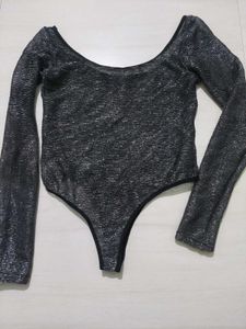 Black Shimmer Swimmer Top