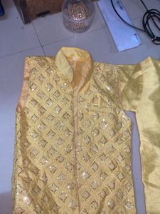 Boy's Yellow Embellished Sherwani