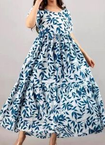 Gathered Blue Dress For Girls and Women&#39;s