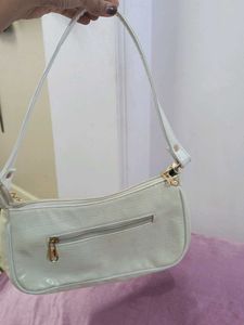 White Croc Embossed Shoulder Bag