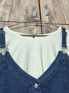 White Dolman Sleeve Top + denim long dress