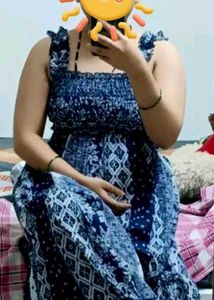 Blue And White Colour Indo Western Maxi Dress
