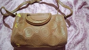 Brown Embossed Crossbody Bag