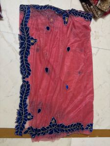 Pink Embroidered Saree