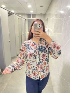 Floral Button And Knot Shirt