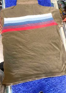 Striped Button Up Polo Shirt