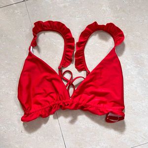 Hot Cute Red Tie Up Bikini Top