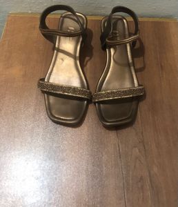 Elegant Bronze Beaded Sandals