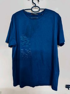 Rare Rabbit Stylish Men's Blue Graphic T-Shirt