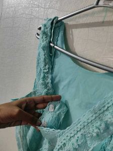 Beach Lace Trim Pretty Back Crop Top