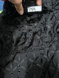 ZARA Black Ruffle Top