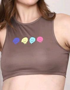 Shein Sleeveless Graphic Chest Print Crop Top