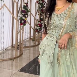 Elegant Sage Green Indian Dress