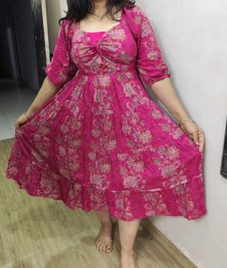 Pink Floral Print Dress