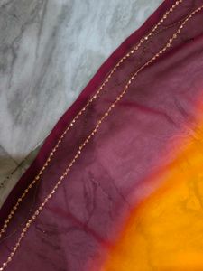 Vintage Yellow Saree With Maroon Boundary