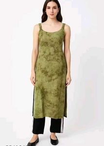 Olive Green Tie-Dye Kurti,Pink, Purple,Orange
