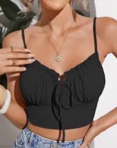 Black Tie-Front Cami Top