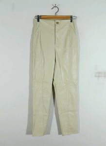 Vintage Cream Faux Leather Pants