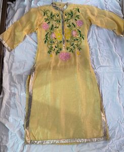Embroidered Work Heavy Yellow Kurti