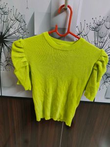 Trendy Green Puff Sleeve Top