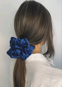 Red Satin dark blue Scrunchies