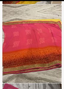 Haf Patterns. Bhandhej. Print  With Blouse Pic