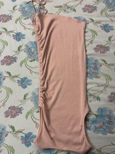 Peach Ribbed Bodycon Dress