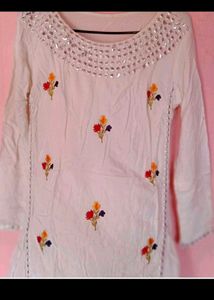 Preety Lovely White Floral Dress Full Length L Siz