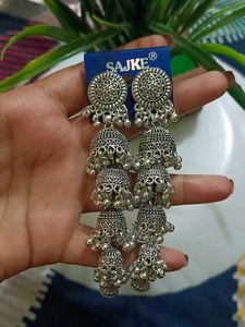 Five Layer Oxidised Earring