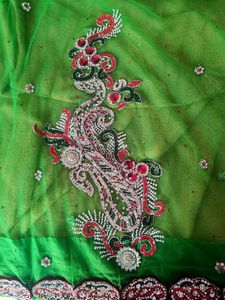 Heavy Kundan Work All Over The Saree Netted Saree And Very Pretty Heavy Work Blouse 🟢