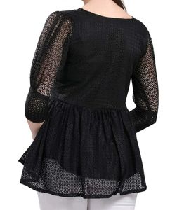 Black Lace Peplum Top