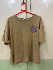 Casual Beige Graphic T-Shirt