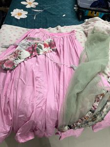Floral Print Halter Neck  Blouse With Wide Lahenga