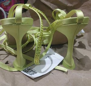 Spoon-heeled Satin Sandals