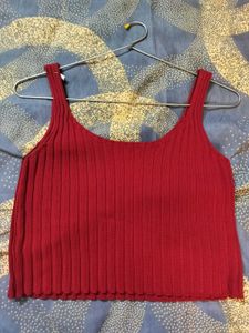 Red Ribbed Tank Top