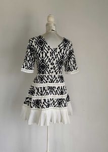 Black &amp; White Print Mini Dress